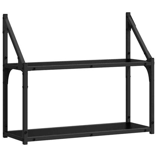 vidaXL Wall Shelf with Shelf Black oak 60 x 21 x 51 cm Engineered Wood