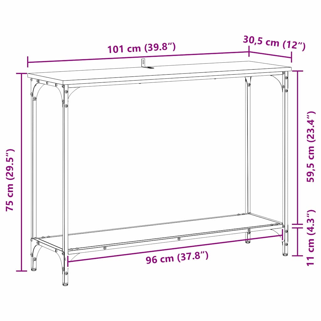 vidaXL Console Table Artisan oak 101 x 30.5 x 75 cm Engineered wood