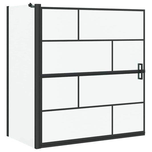 vidaXL Bath Shower Screen Black and Transparent 116 x 68 x 128 cm