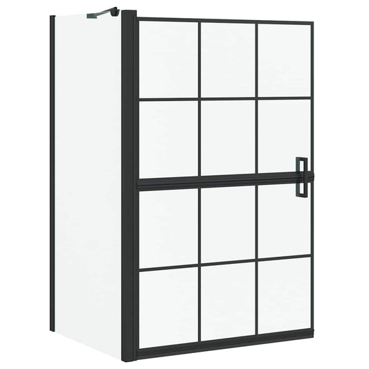 vidaXL Bath Shower Screen Black and Transparent 80 x 68 x 128 cm
