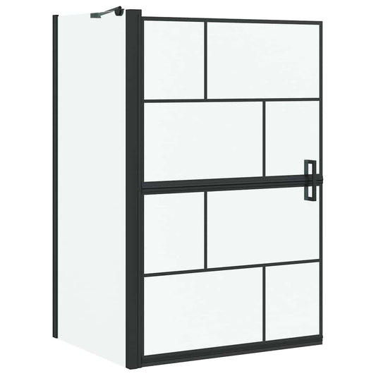 vidaXL Bath Shower Screen Black and Transparent 80 x 68 x 128 cm