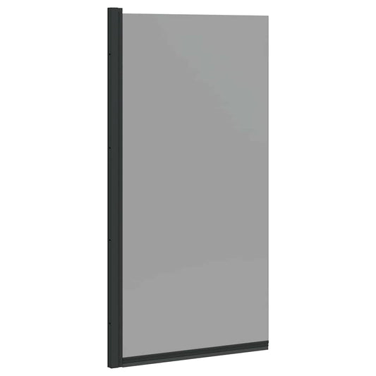 vidaXL Bath Shower Screen Manual Black 68 x 130 cm Tempered Glass