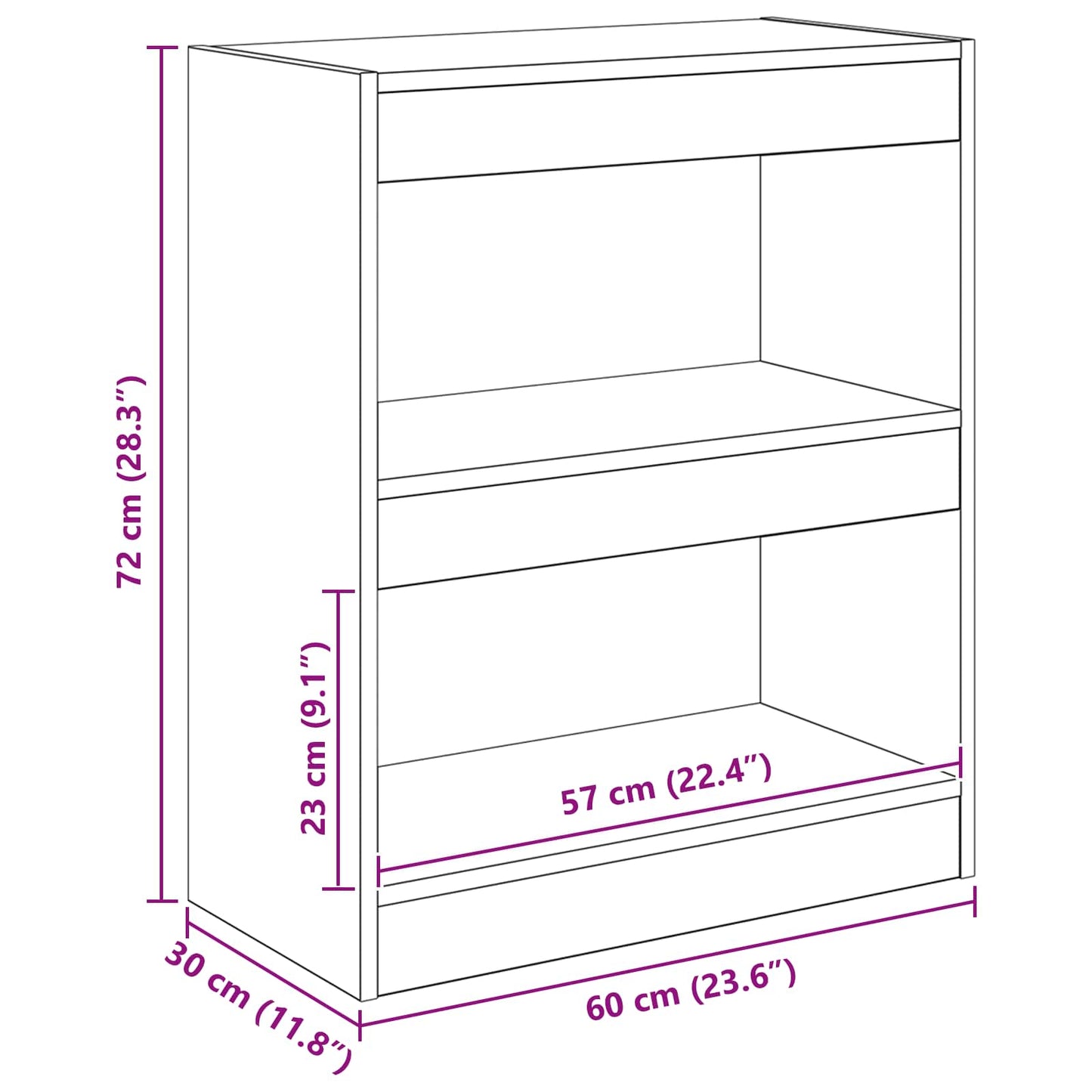 vidaXL Book Cabinet 2-Tier 60 x 30 x 72 cm Engineered Wood Old Wood