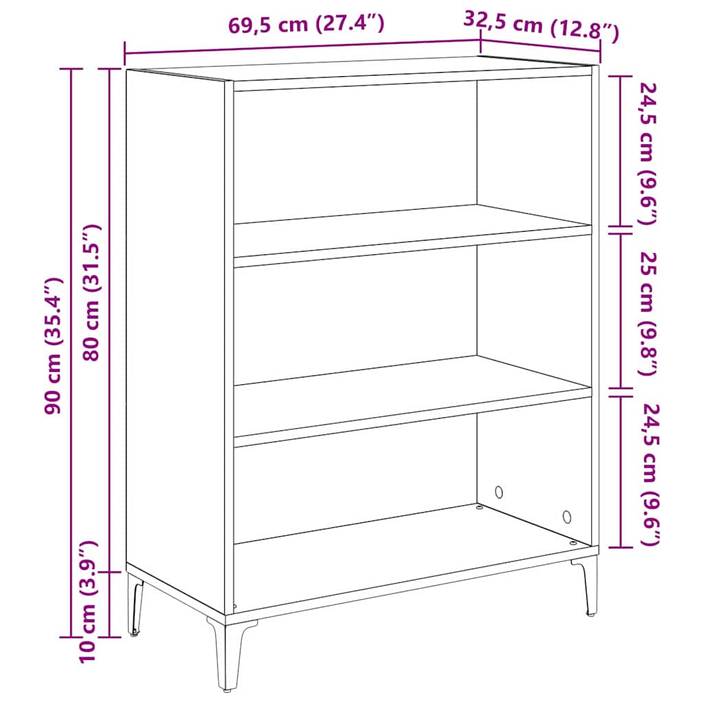 vidaXL Sideboard Old Wood 69.5 x 32.5 x 90 cm Engineered Wood