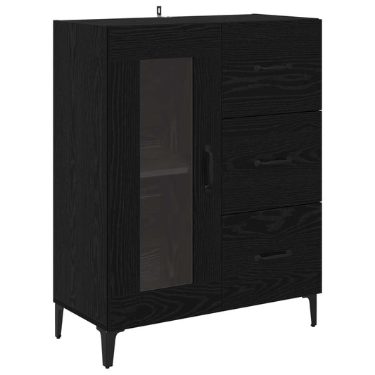 vidaXL Sideboard Black Oak 69.5 x 34 x 90 cm Engineered Wood and Iron