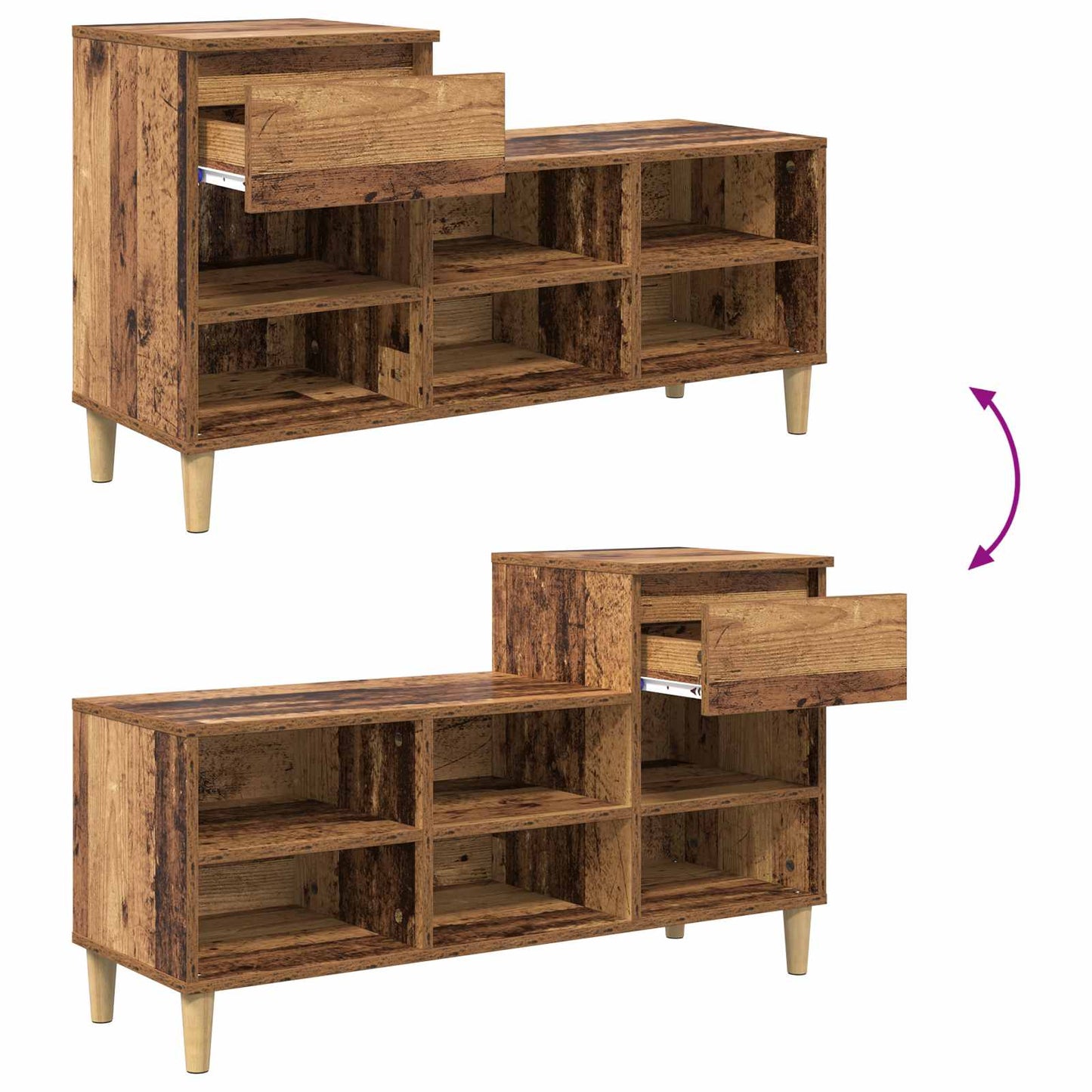 vidaXL Shoe Cabinet 102 x 36 x 60 cm Engineered Wood Old Wood