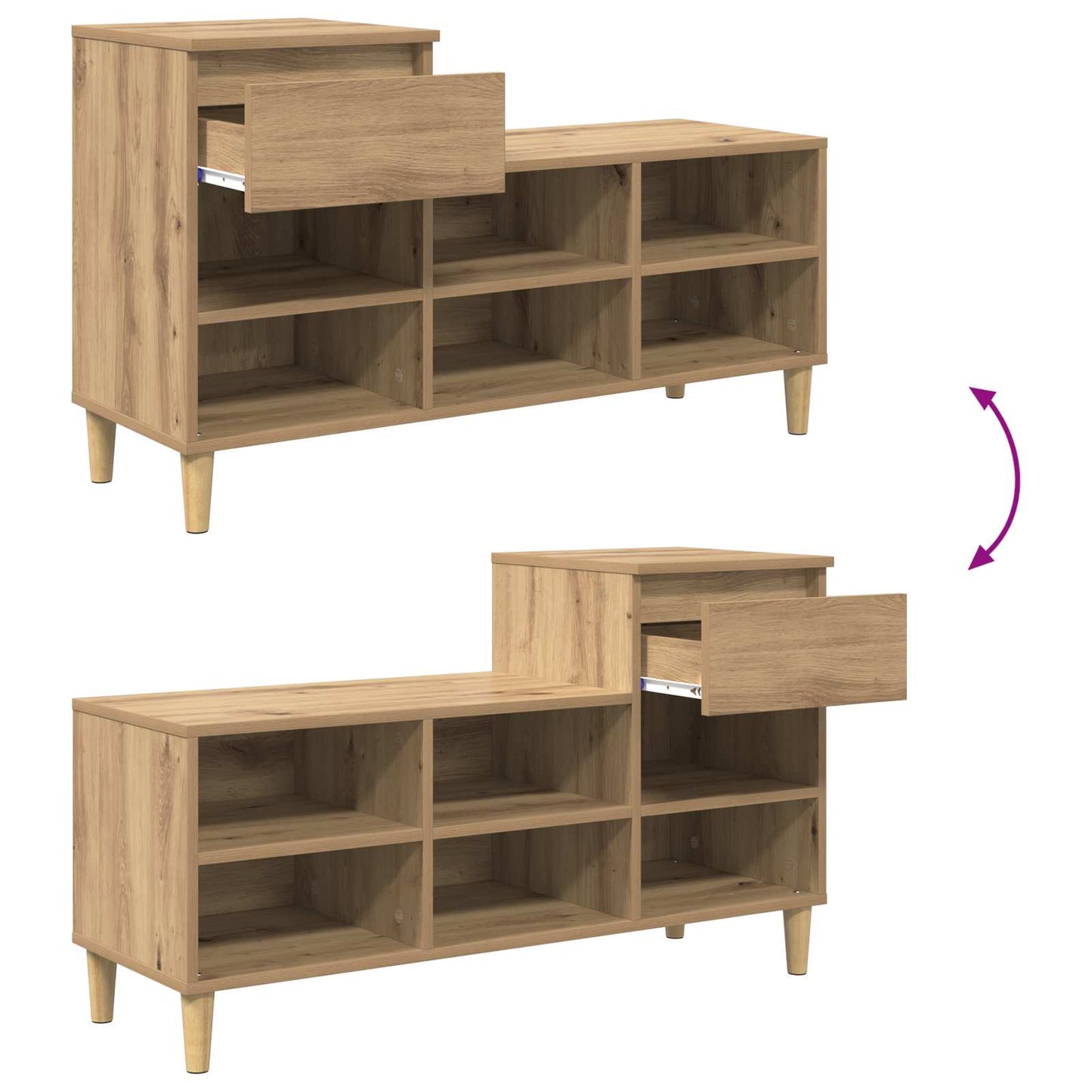 vidaXL Shoe Cabinet 102 x 36 x 60 cm Engineered Wood Artisan Oak