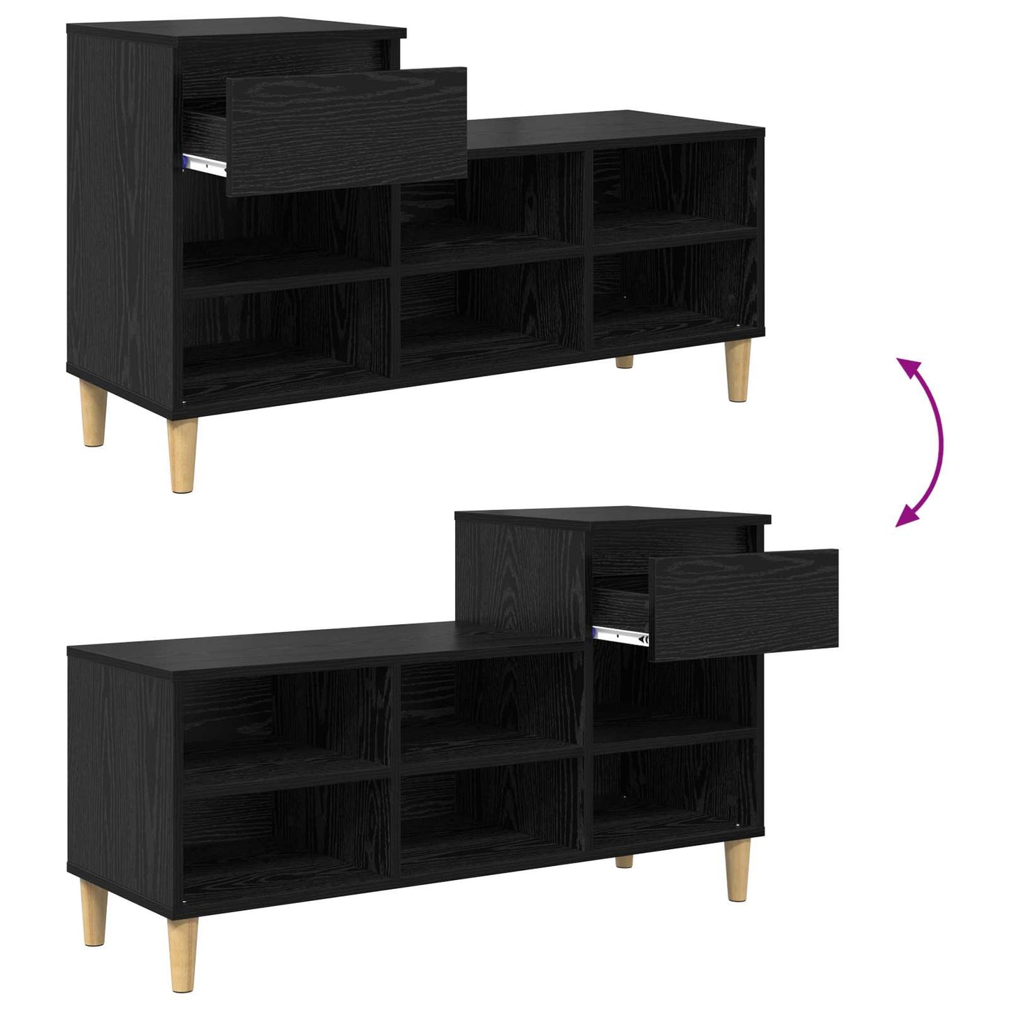 vidaXL Shoe Cabinet 102 x 36 x 60 cm Engineered Wood Black Oak