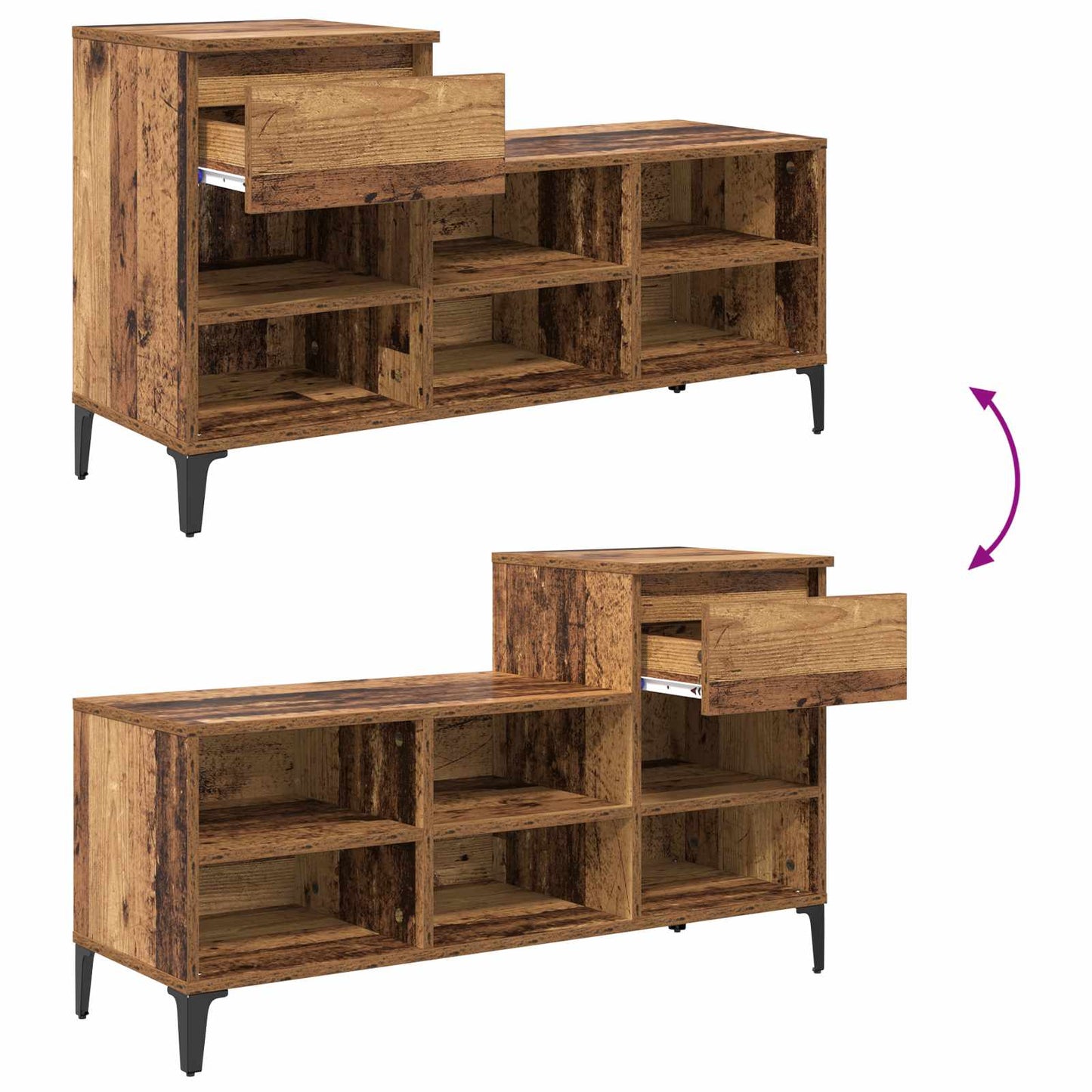 vidaXL Shoe Cabinet 102 x 36 x 60 cm Engineered Wood Old Wood
