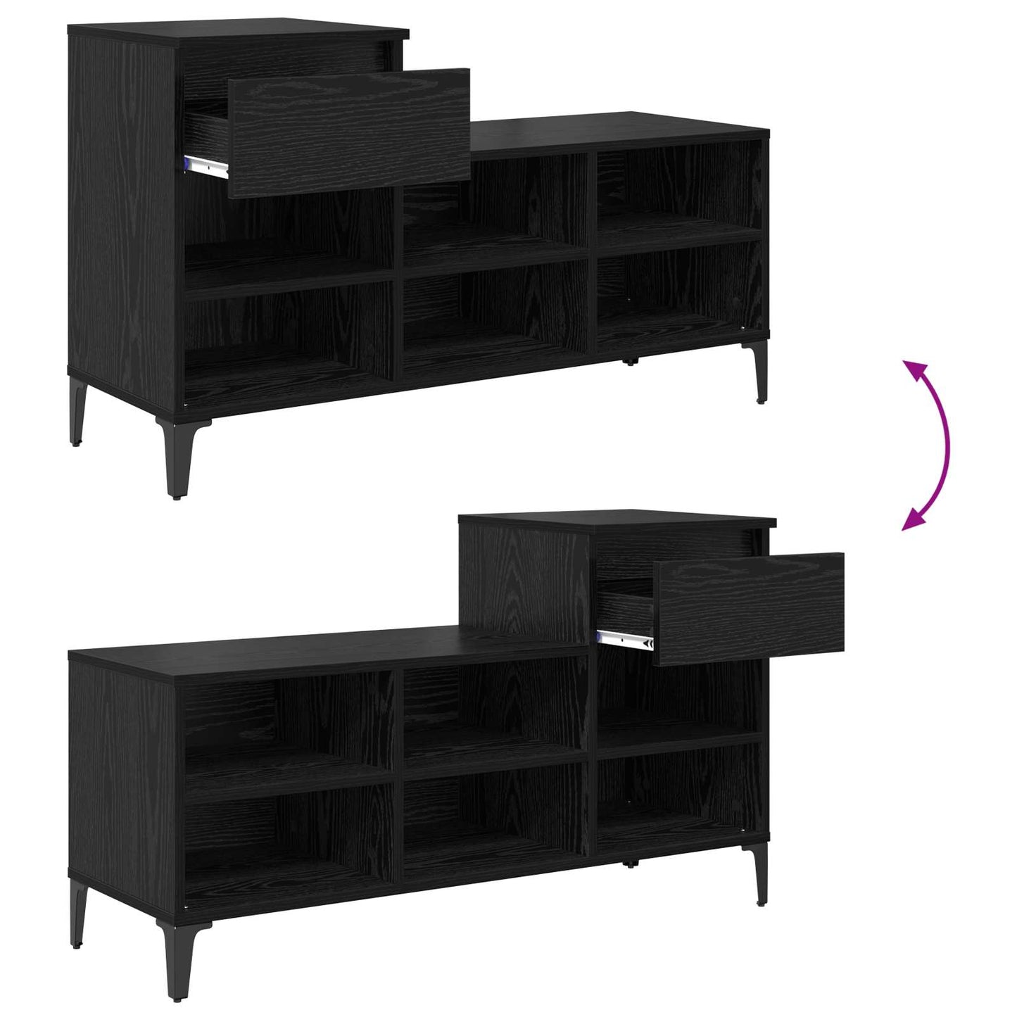 vidaXL Shoe Cabinet 102 x 36 x 60 cm Engineered Wood Black Oak
