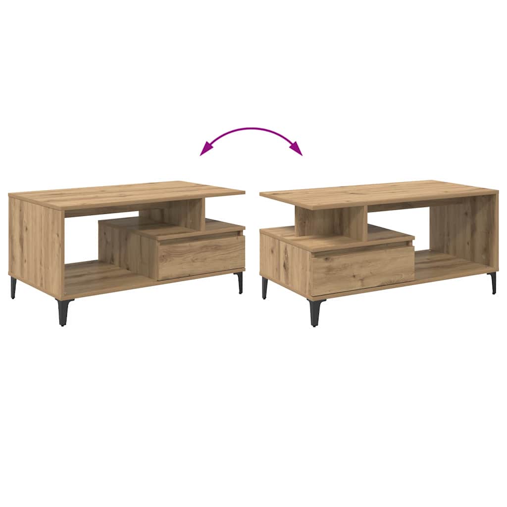 vidaXL Coffee Table Artisan Oak 90 x 49 x 45 cm Engineered Wood