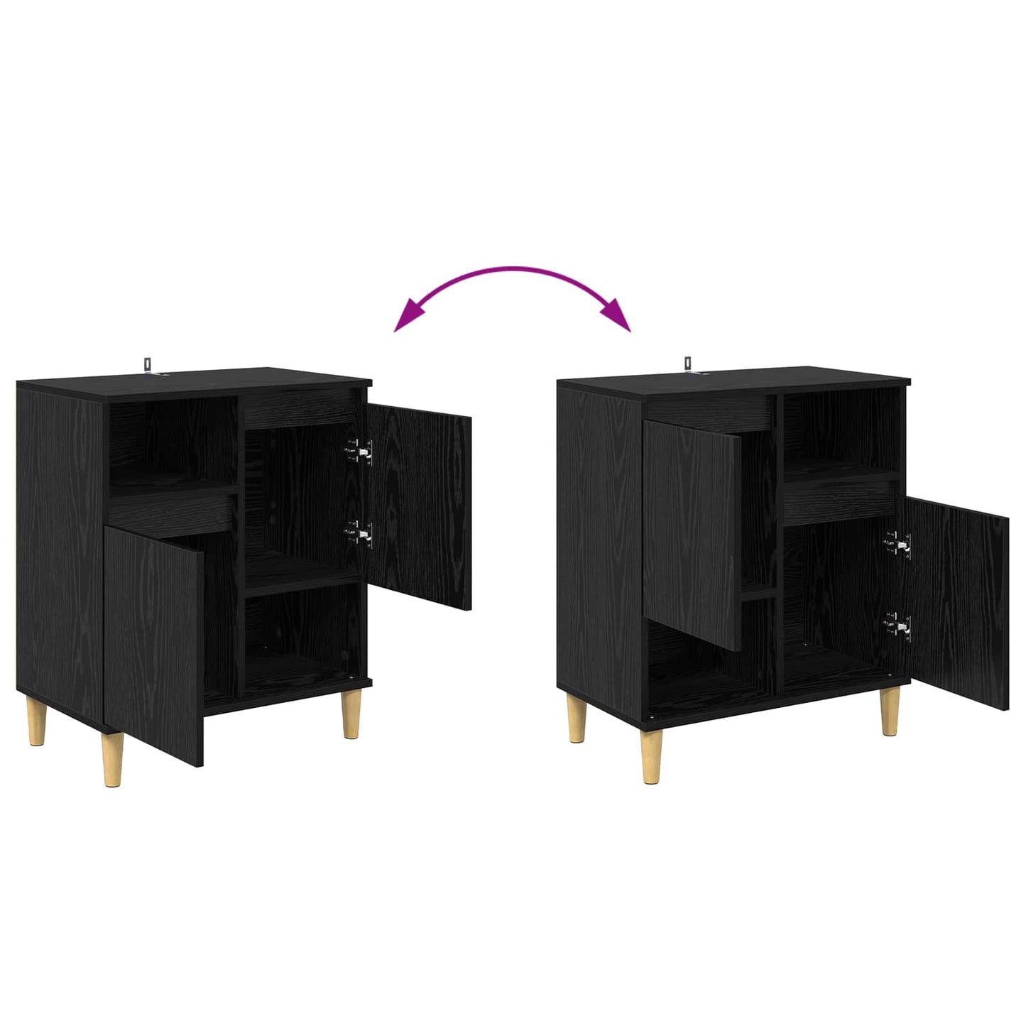 vidaXL Sideboard Black oak 35 x 60 x 70 cm Engineered Wood