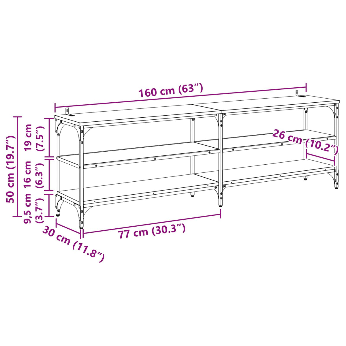 vidaXL TV Cabinet Old Wood 160 x 30 x 50 cm Engineered Wood and Iron