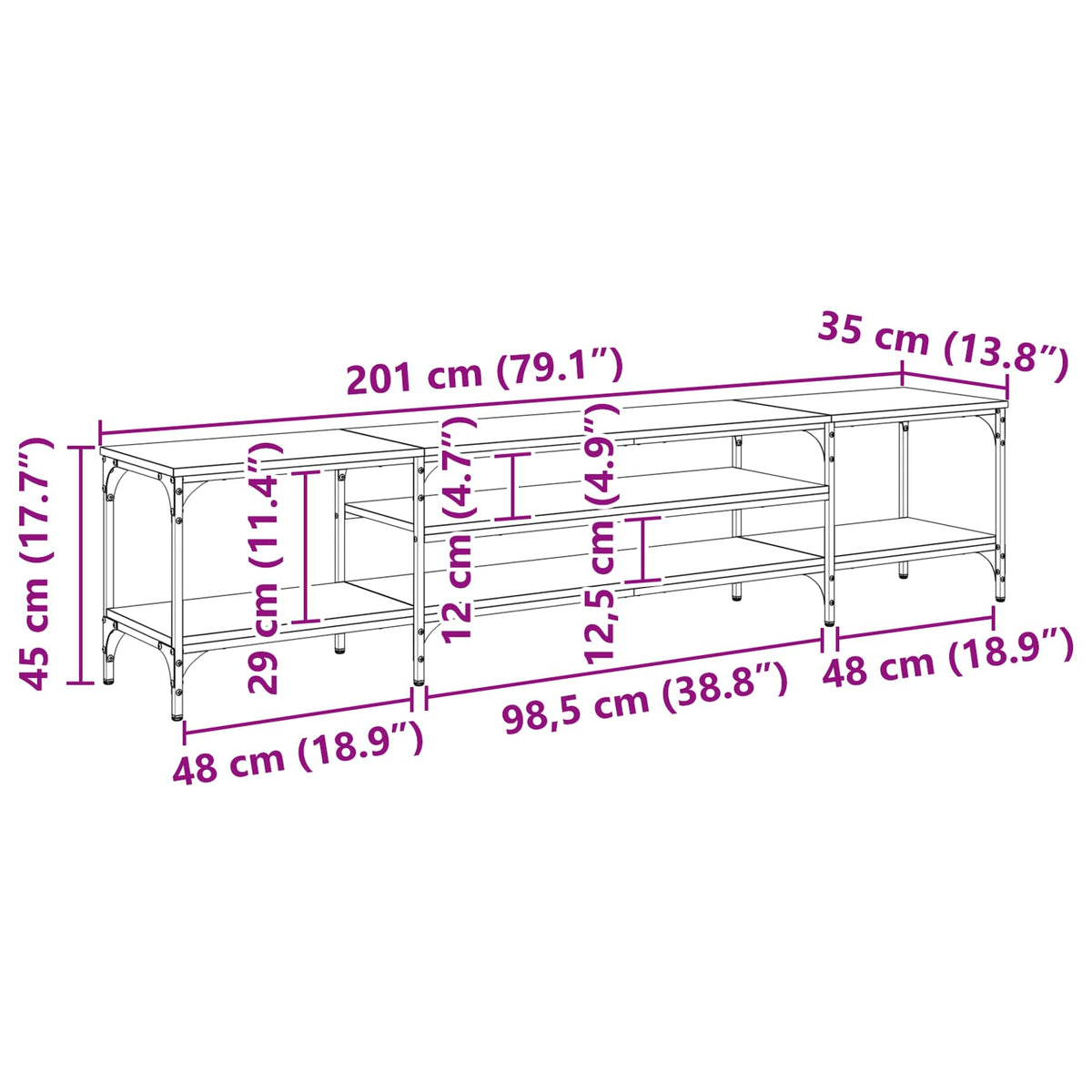 vidaXL TV Cabinet 201 x 35 x 45 cm Artisan Oak