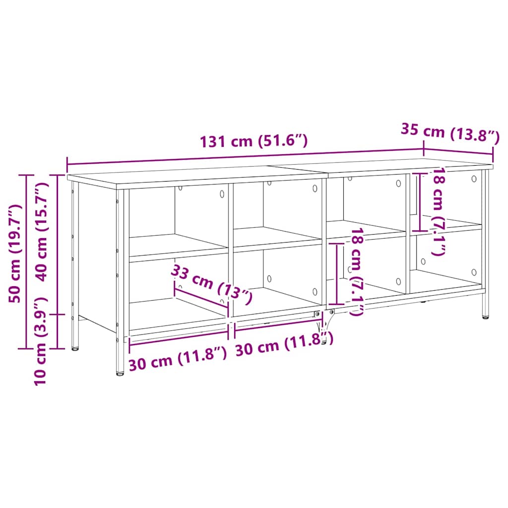 vidaXL Shoe Cabinet 131 x 35 x 50 cm Engineered Wood and Iron