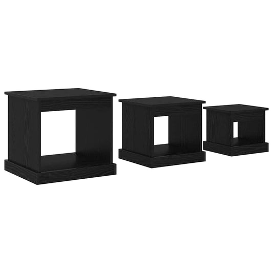 vidaXL Coffee Table 3 pcs Black Oak 48 x 45 x 45 cm Engineered Wood