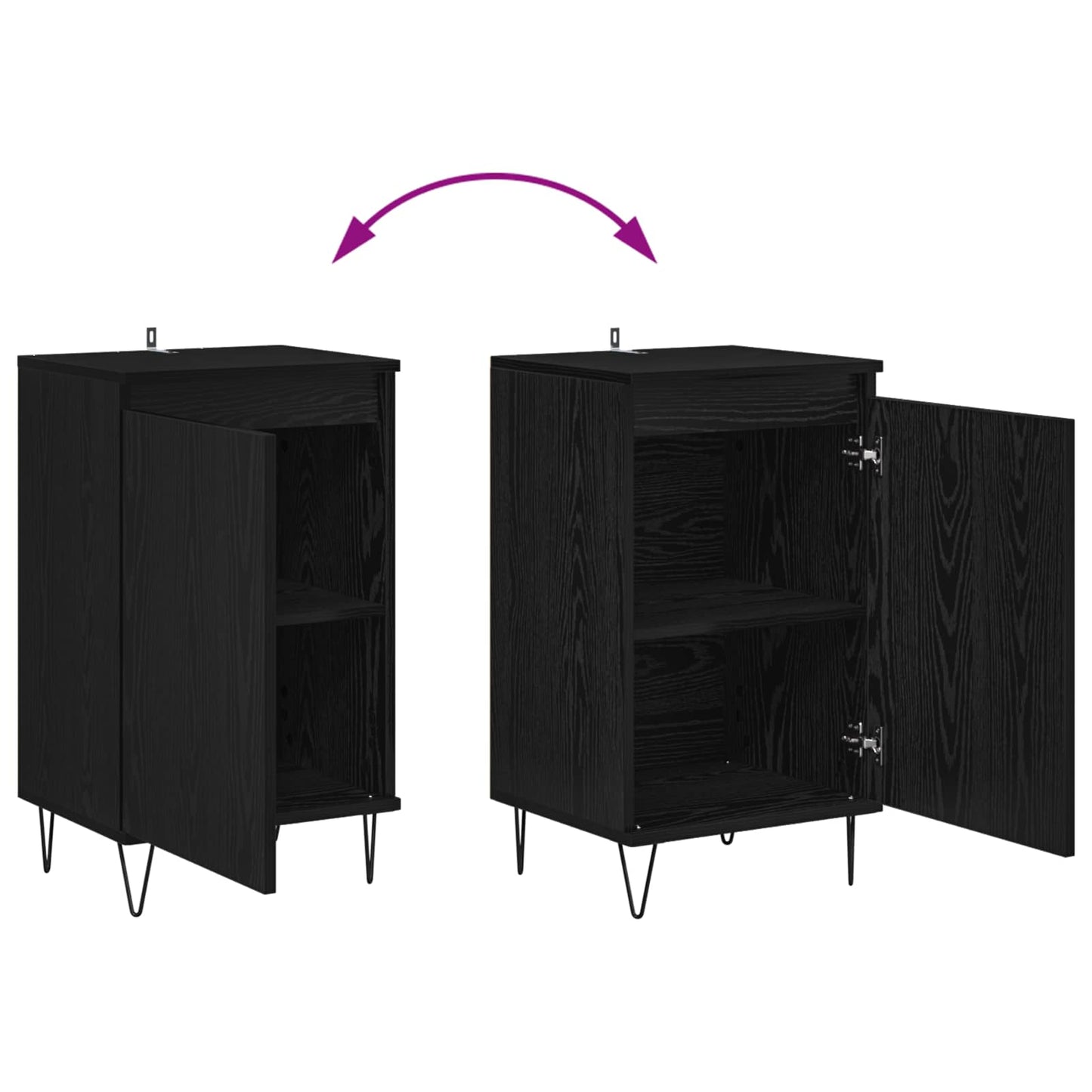 vidaXL Sideboard Black Oak 40 x 35 x 70 cm Engineered Wood