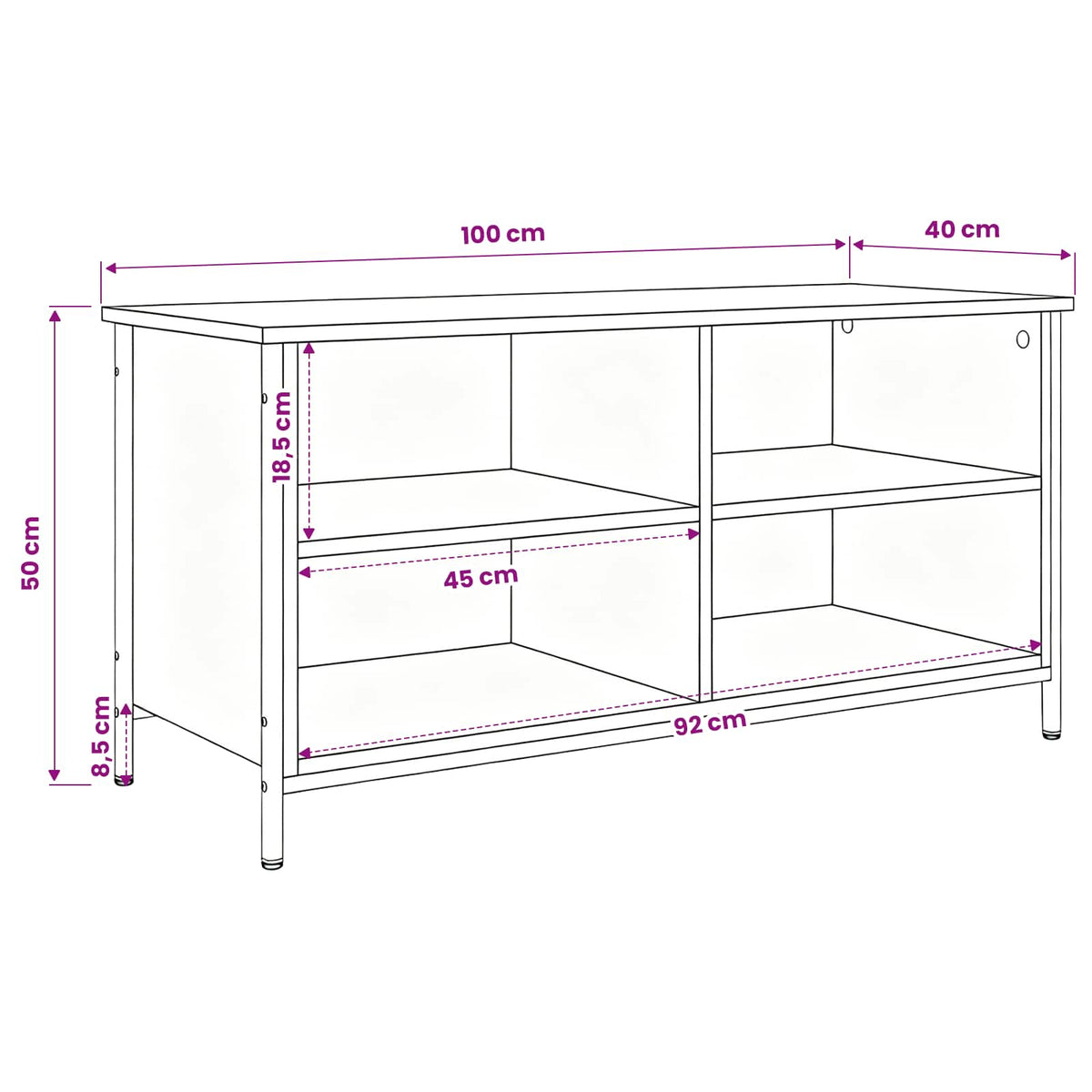 vidaXL TV Cabinet 100 x 40 x 50 cm Black Oak Engineered Wood