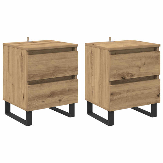 vidaXL Bedside Cabinet 2 pcs Artisan Oak 40 x 35 x 50 cm