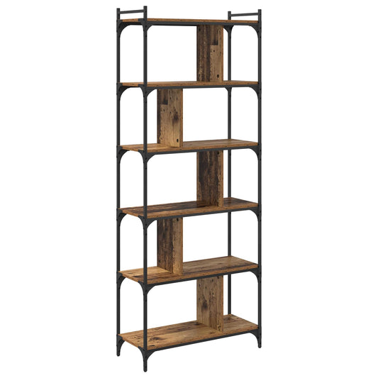 vidaXL Bookcase 5-Tier 76 x 32 x 192 cm Engineered Wood Old wood