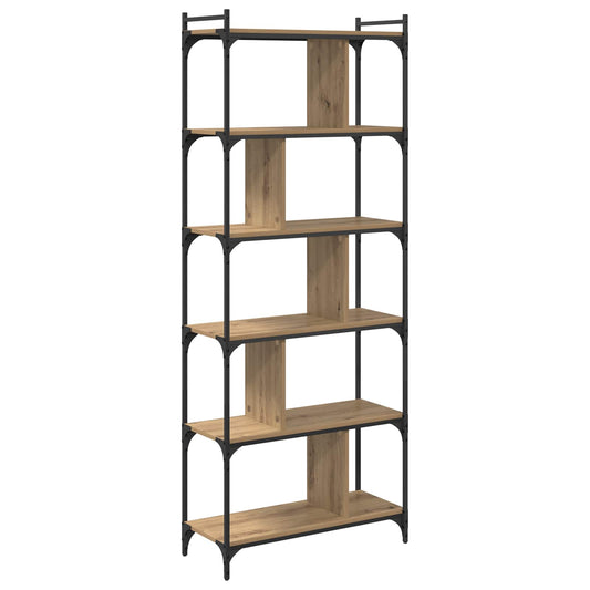 vidaXL Bookcase 5-Tier 76 x 32 x 192 cm Engineered Wood Artisan oak