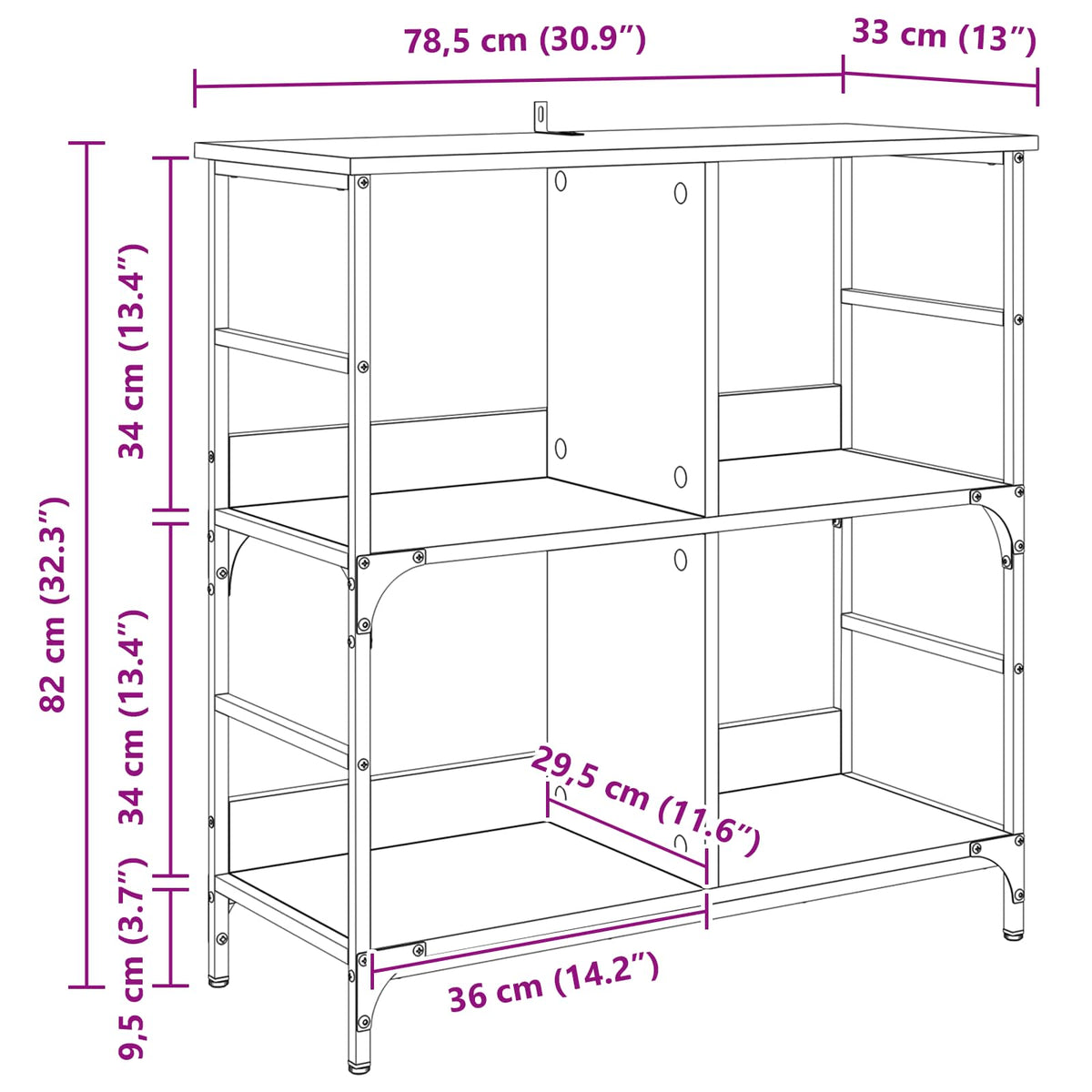 vidaXL Bookshelf 4-Tier Engineered Wood Old wood