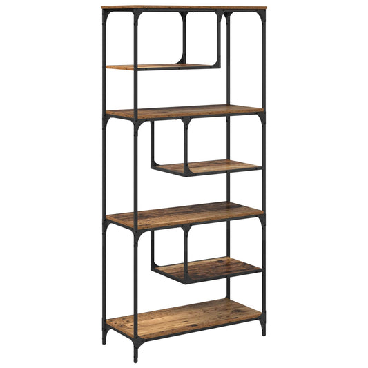vidaXL Bookcase 6-Tier Engineered Wood Old wood