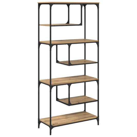vidaXL Bookcase 6-Tier Engineered Wood Artisan oak