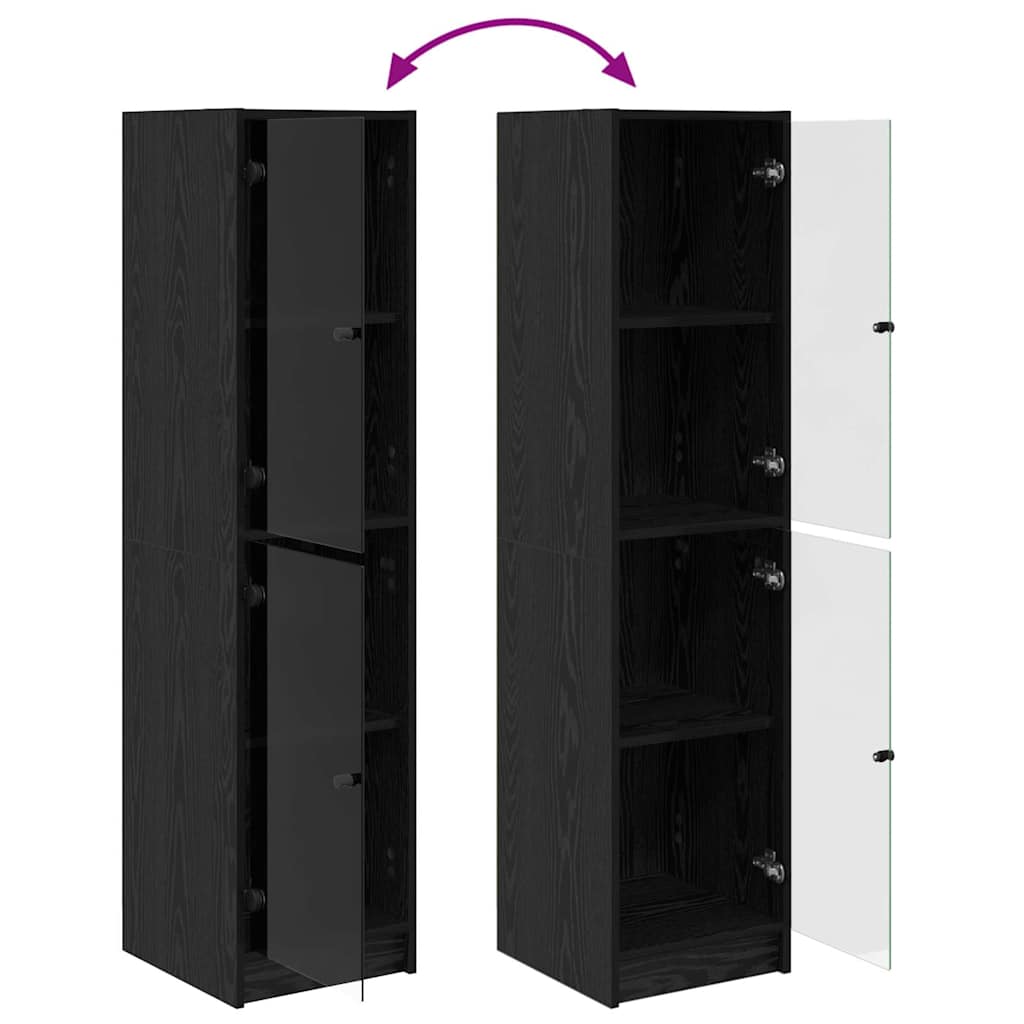 vidaXL Highboard Black Oak 35 x 37 x 142 cm Engineered Wood