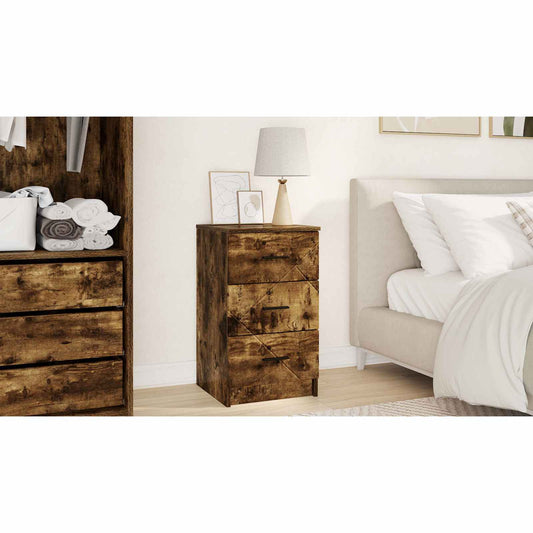 vidaXL Bedside Cabinet Smoked oak 38 x 38 x 66 cm Engineered wood
