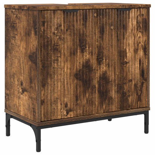 vidaXL Bathroom Sink Cabinet with Door Smoked Oak 60.5 x 33.5 x 61 cm