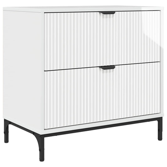 vidaXL Bedside Table with Drawer High gloss white 63.5 x 36 x 61 cm