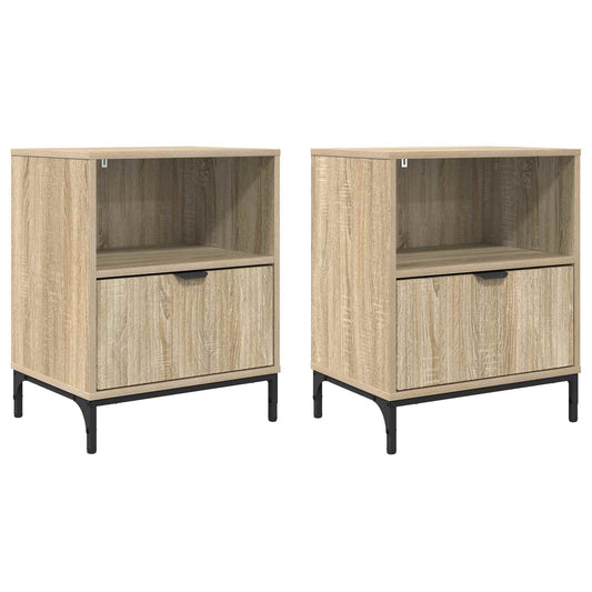 vidaXL Bedside Cabinet with Drawer 2 pcs Sonoma oak 49 x 36 x 61 cm