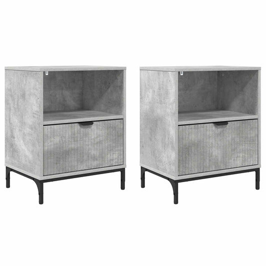 vidaXL Bedside Cabinet with Drawer 2 pcs Concrete grey 49 x 36 x 61 cm