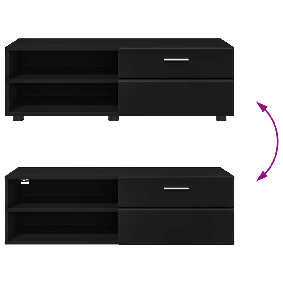 vidaXL Wooden Cabinet 100.5 x 39 x 30 cm Black Engineered Wood