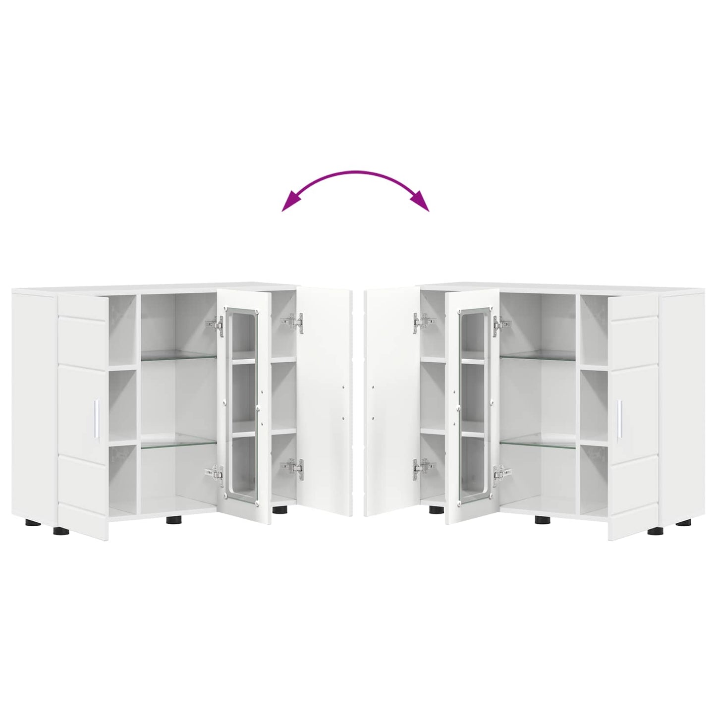 vidaXL Wooden Cabinet High Gloss White 88.5 x 30.5 x 73 cm