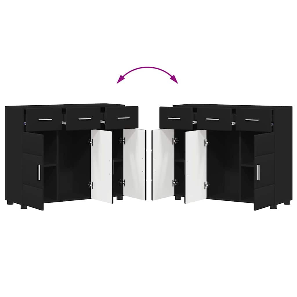 vidaXL Sideboard FLORIN Black 88.5 x 30.5 x 73 cm Engineered Wood