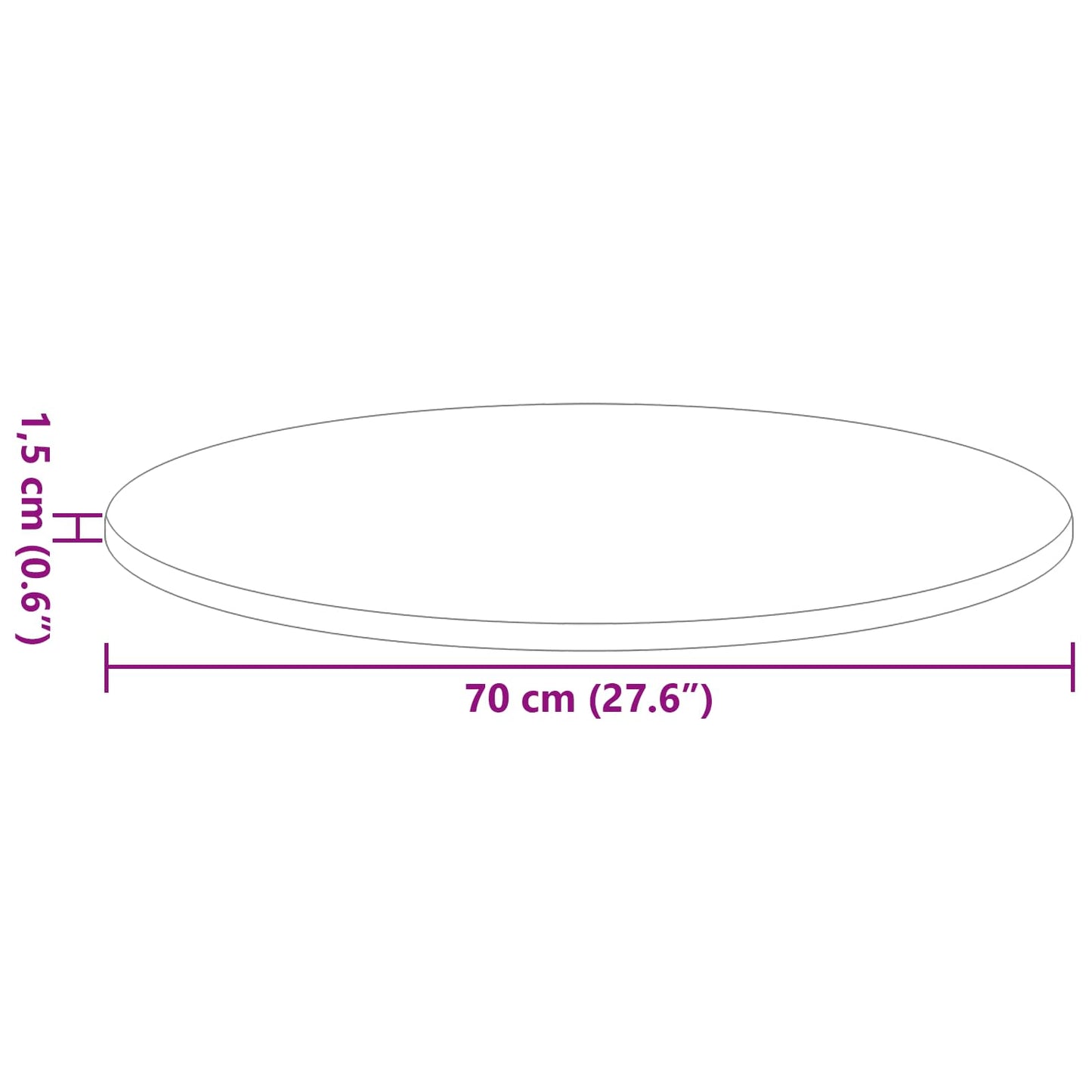 vidaXL Table Top Ø 70 x 1.5 cm Round Engineered Wood Black