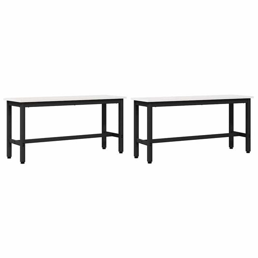 vidaXL Dining Bench 2 pcs White 100 x 32.5 x 49 cm Solid pine wood