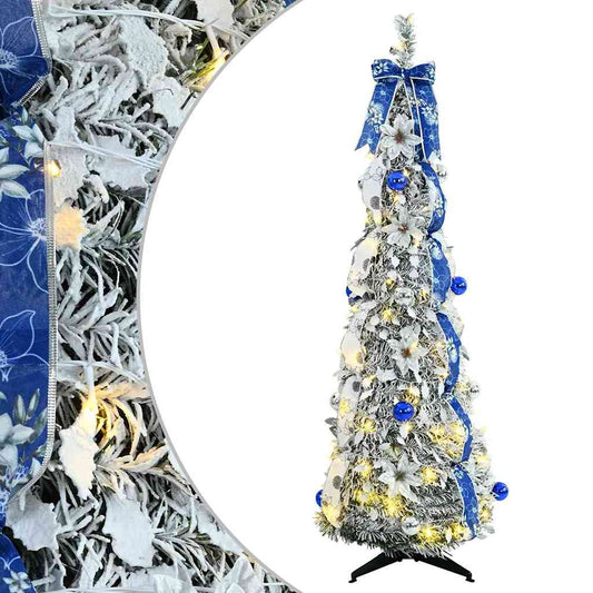 vidaXL Artificial Christmas Tree with 100 LEDs White 150 cm PVC