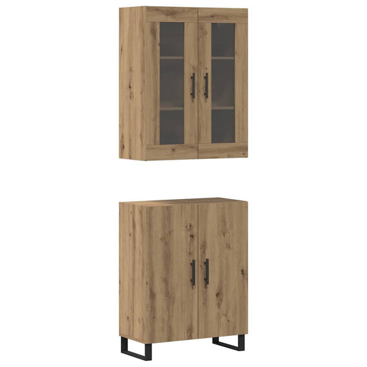 vidaXL Highboard 2 pcs Artisan oak Engineered wood
