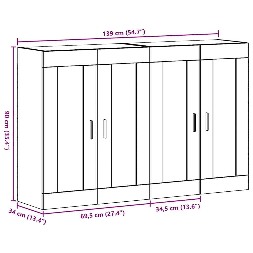 vidaXL Wall Mounted Cabinets 2 pcs Artisan oak 69.5 x 34 x 90 cm