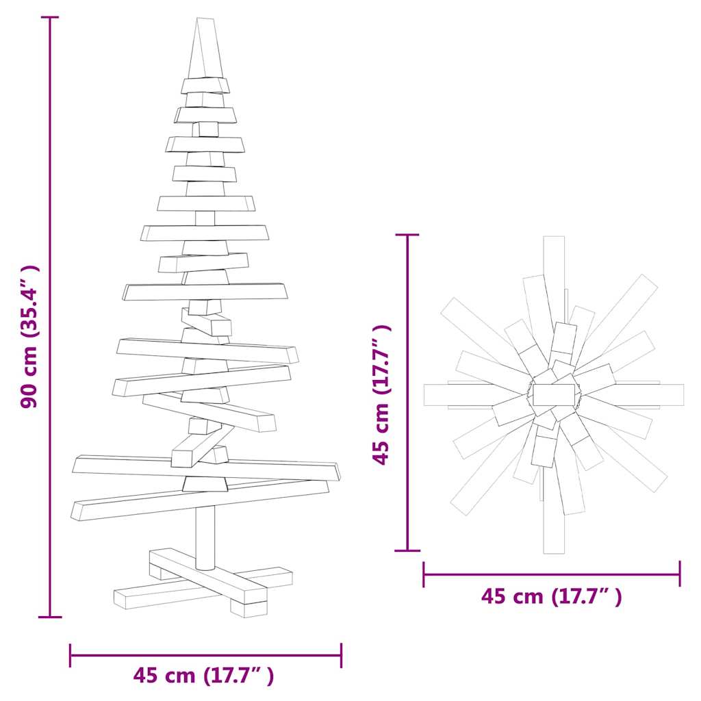 vidaXL Wooden Christmas Tree with Stand Brown 90 cm Solid pine wood