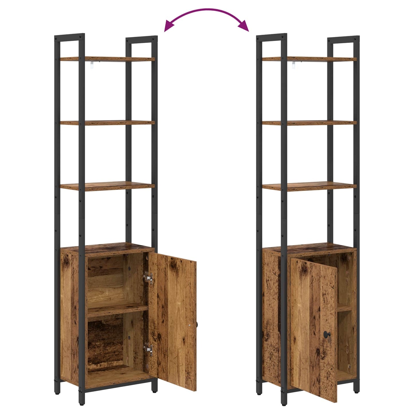 vidaXL Book Cabinet 6-Tier 40 x 24 x 161 cm Engineered Wood Old Wood