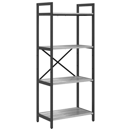 vidaXL Bookshelf 4-Tier 56 x 34 x 133.5 cm Engineered Wood Grey Sonoma