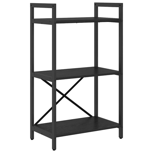 vidaXL Bookshelf 3-Tier 56 x 34 x 96 cm Engineered Wood Black Oak