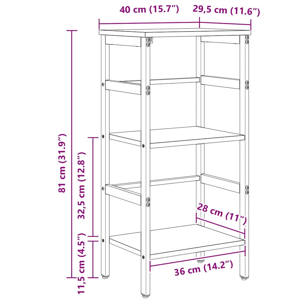 vidaXL Bookshelf 2-Tier 40 x 29.5 x 81 cm Engineered Wood Black Oak