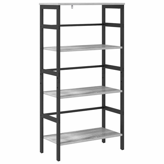 vidaXL Bookshelf 3-Tier 60 x 29.5 x 115 cm Engineered Wood Grey Sonoma