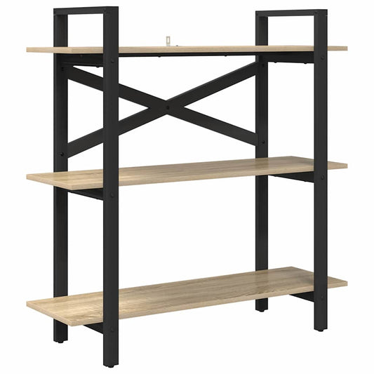 vidaXL Bookshelf 3-Tier 100 x 33.5 x 102 cm Engineered Wood Sonoma Oak