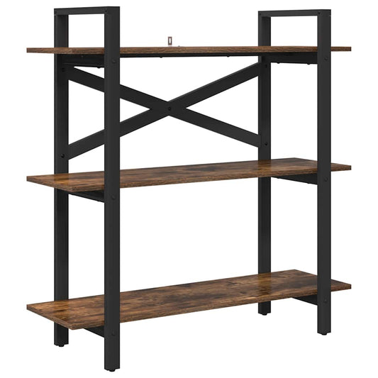 vidaXL Bookshelf 3-Tier 100 x 33.5 x 102 cm Engineered Wood Smoked Oak